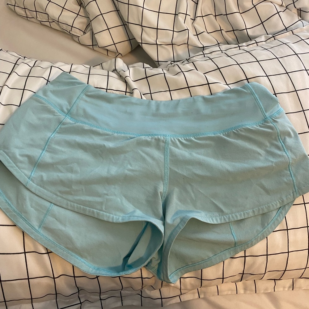 Lululemon Speed ups size 2 ; 2”5 inch, turquoise blue